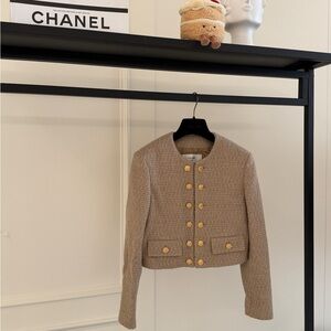 Authentic Celine Beige Tweed Blazer with Gold Buttons